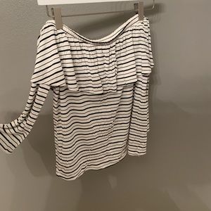 Black and White Striped Off the Shoulder Top